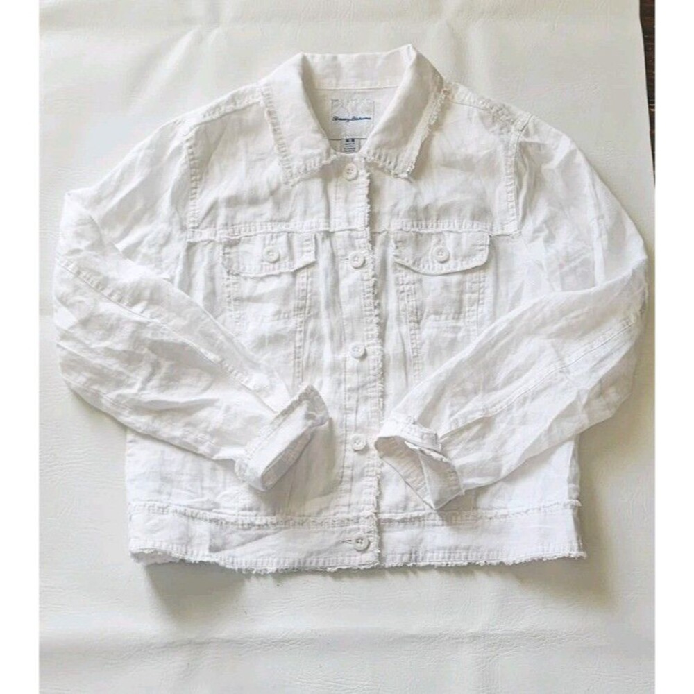 Tommy Bahama Two Palms Raw Edge Linen White Jacket Womens M